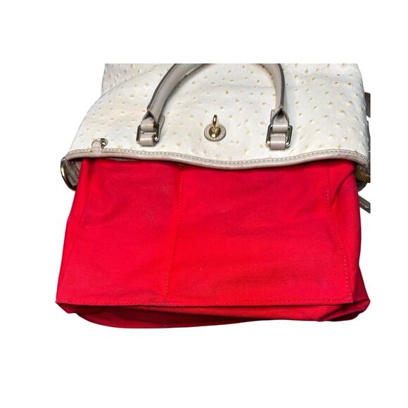 Dooney and Bourke Ostrich Shoulder or Handbag White Taupe Leather - Picture 9 of 16